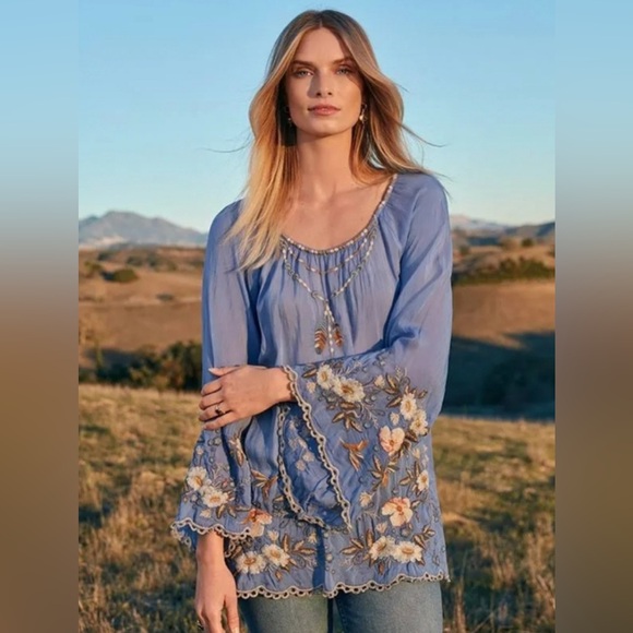 Johnny WasBlue Indina Blouse‎Women’s Size Small